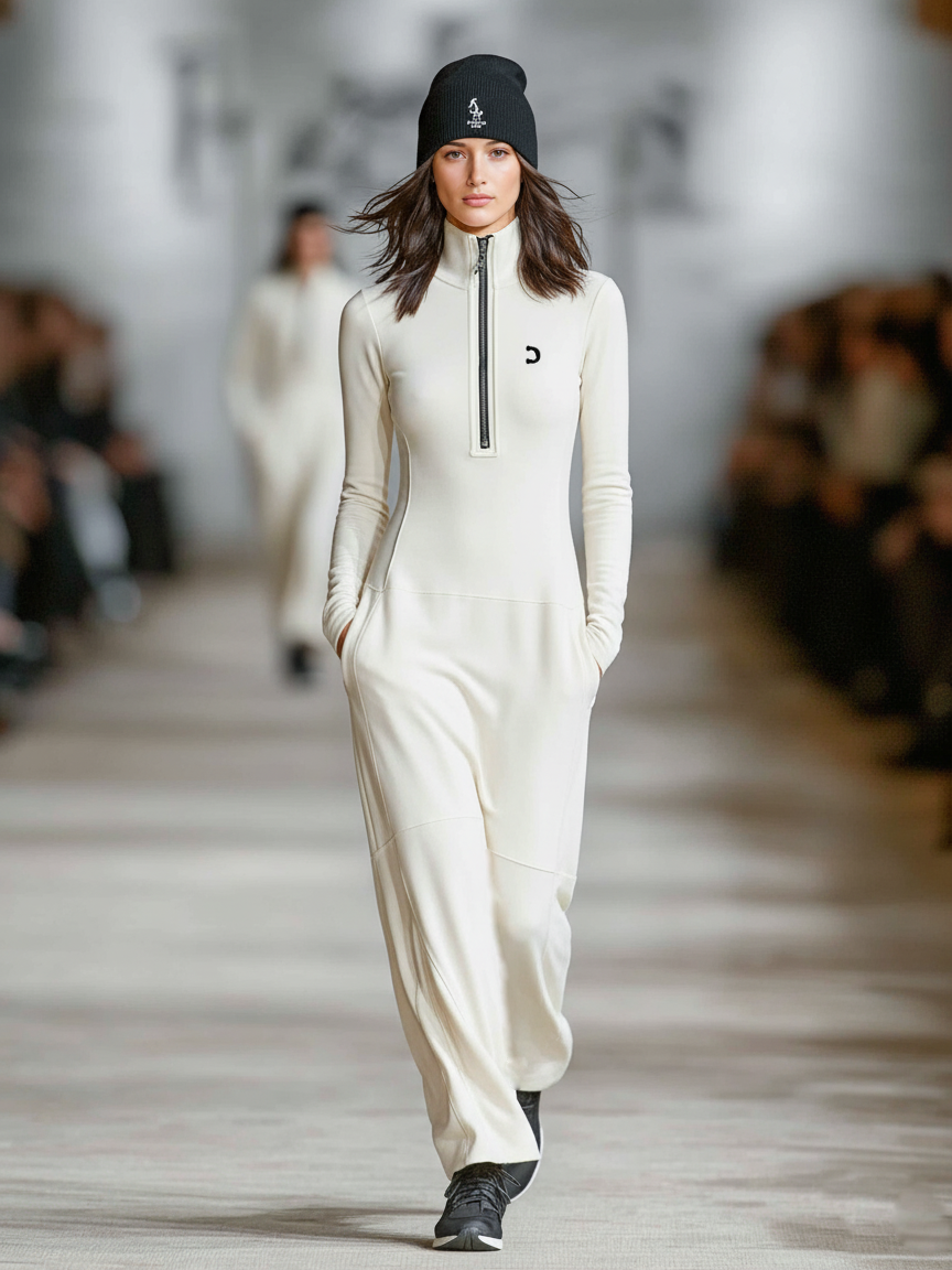 Elise - Soft-Touch Mock-Neck Zip Maxi Dress