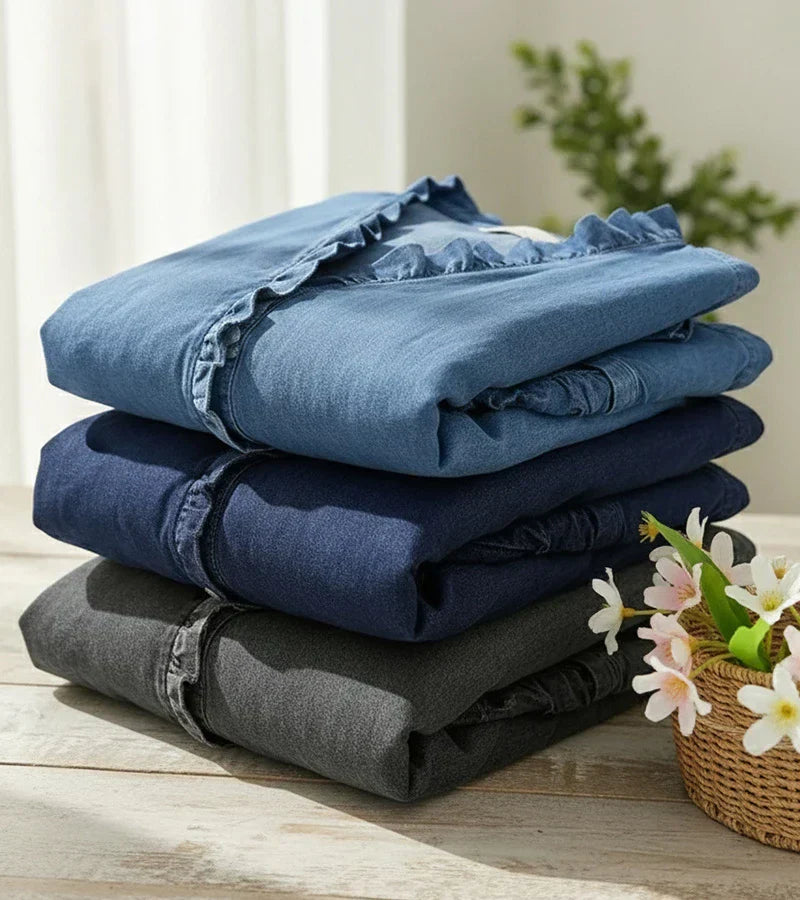 Grace - Soft-Touch Ruffled V-Neck Blouse