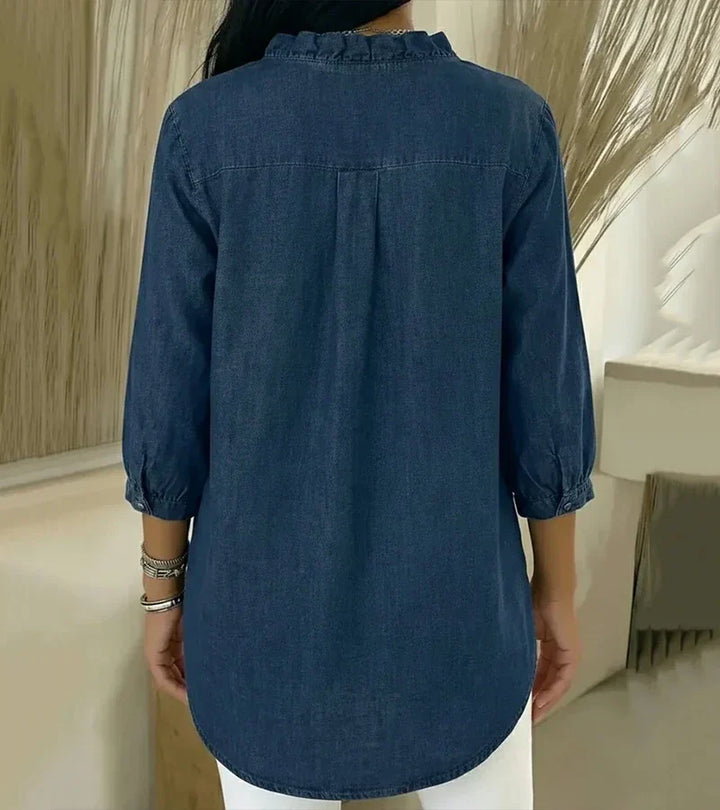 Grace - Soft-Touch Ruffled V-Neck Blouse