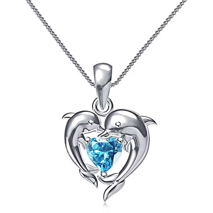 Mirae - Dolphin Heart Pendant Necklace