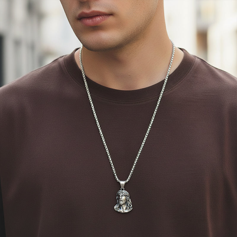 Sairo - Jesus Head Pendant Necklace