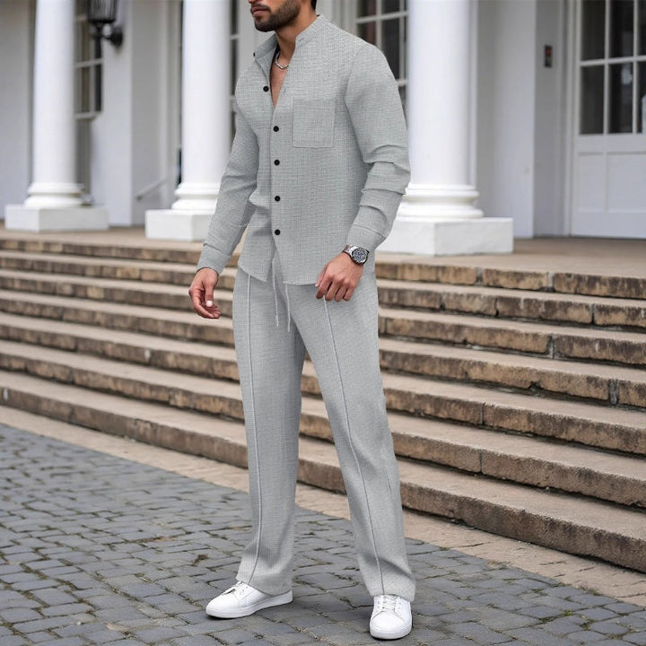 Ashton - Waffle-Textured Shirt & Trousers Set