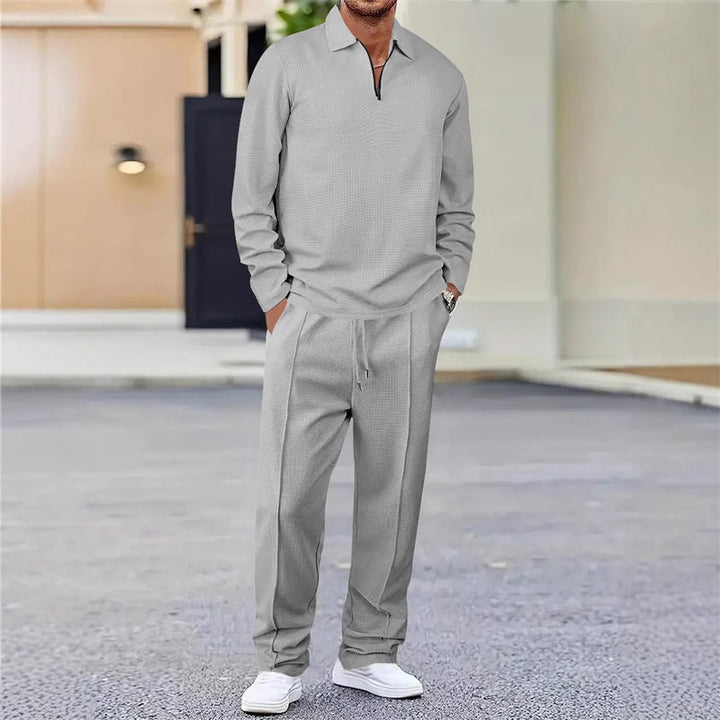 Vexar - Soft Touch Waffle Knit Quarter Zip Lounge Set