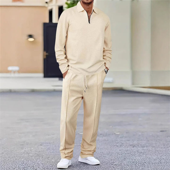 Vexar - Soft Touch Waffle Knit Quarter Zip Lounge Set